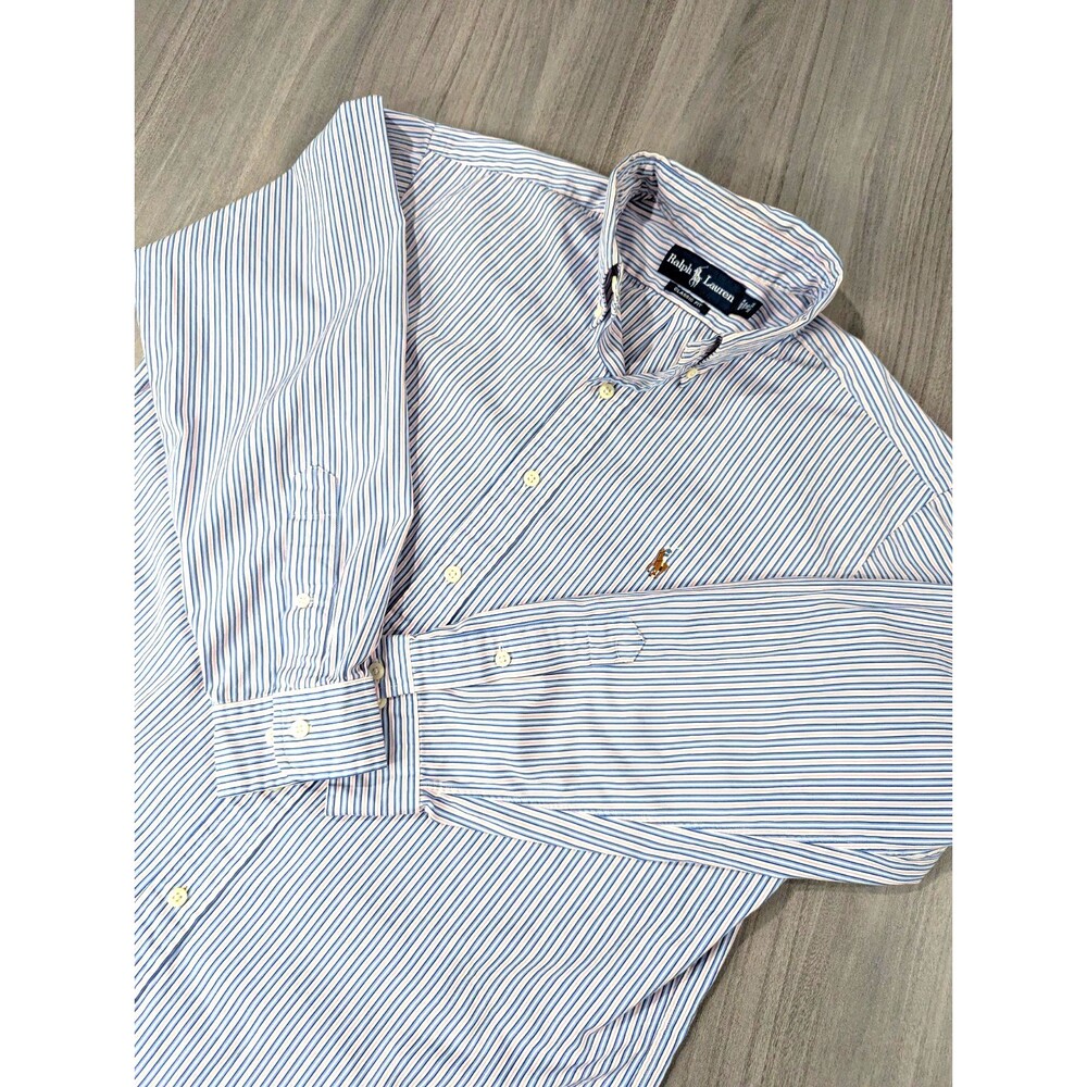 Ralph Lauren Mens Classic Fit Striped Cotton Dress Shirt 17.5 32/33